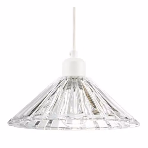 Happy Homewares Modern Transparent Glass Cone Pendant Ceiling Light Shade W/D/H: 25 x 25 x 9 cm