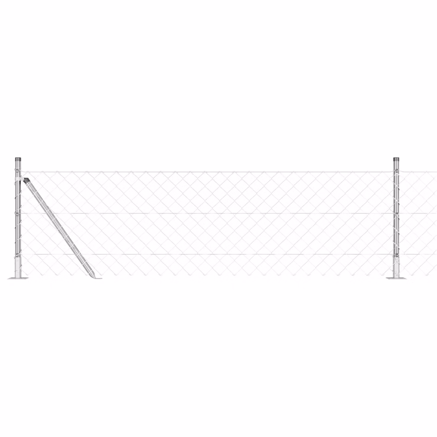 Berkfield Home Galvanised Steel Chain Link Fence with 7 Flanged Posts, Silver, W: 40 cm, L: 10 m – 2