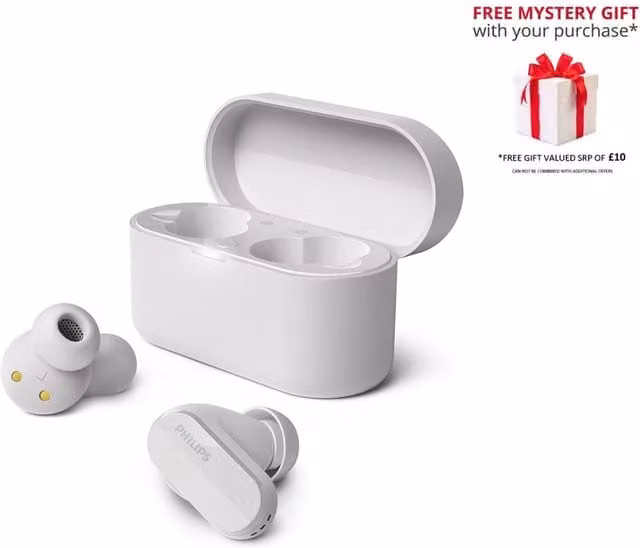 Philips True Wireless Bluetooth Noise Cancelling In-Ear Headphones with USB-C, White