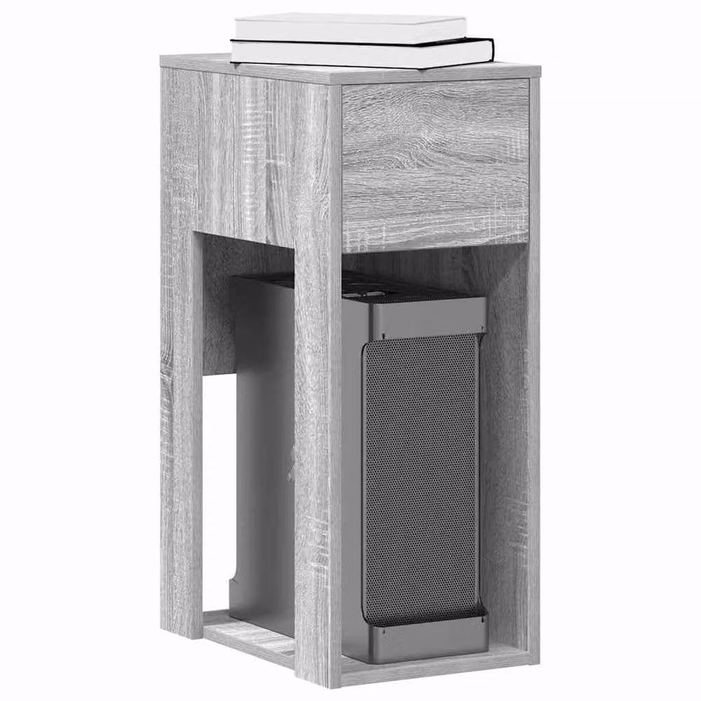 Berkfield Home Durable Computer Tower Stand with Drawer, Grey Sonoma, W/D/H: 30 x 44 x 74 cm – 2