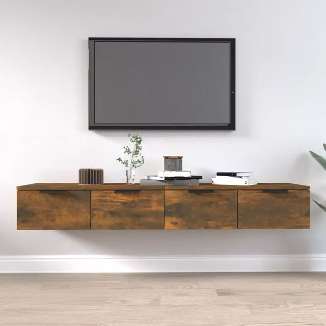 Berkfield Home Wall Mounted Cabinets, 2 Pack, Smoked Oak Brown, W/D/H: 68 x 30 x 20 cm – 1