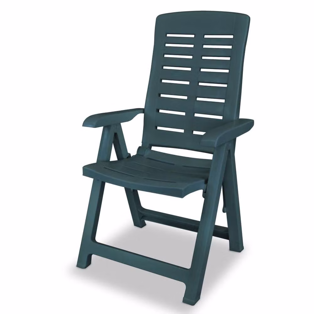 Berkfield Home Set of 2 Green Reclining Garden Chairs with Armrests – 3