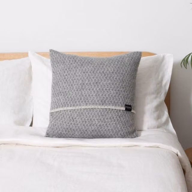 Native Natural Hoop Grey Wool Square Cushion Cover W/D/H: 45 x 45 x 45 cm