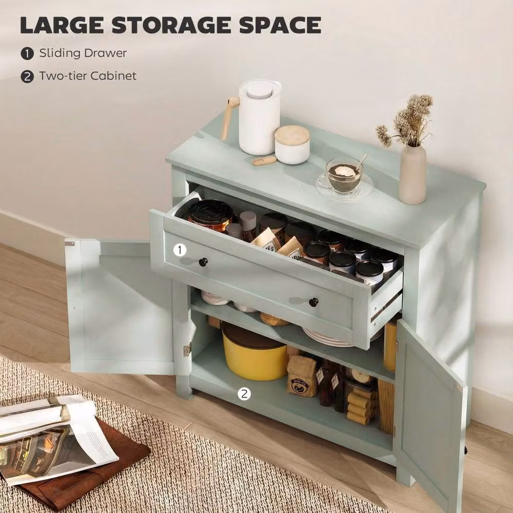Wyld Haus Luhaso Green Sideboard Cabinet with Drawer and Adjustable Shelf – 3