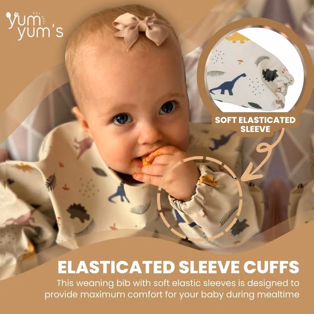 Yum Yums Baby Coverall Silicone Weaning Bib in Beige – 2
