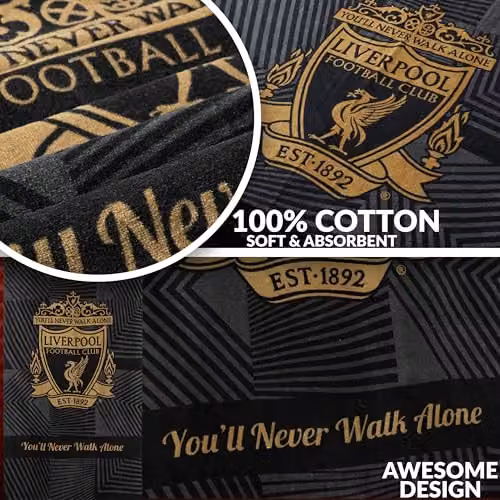 Liverpool F.C. Black Cotton Quick Dry Towel, W: 137 cm, H: 69 cm – 4