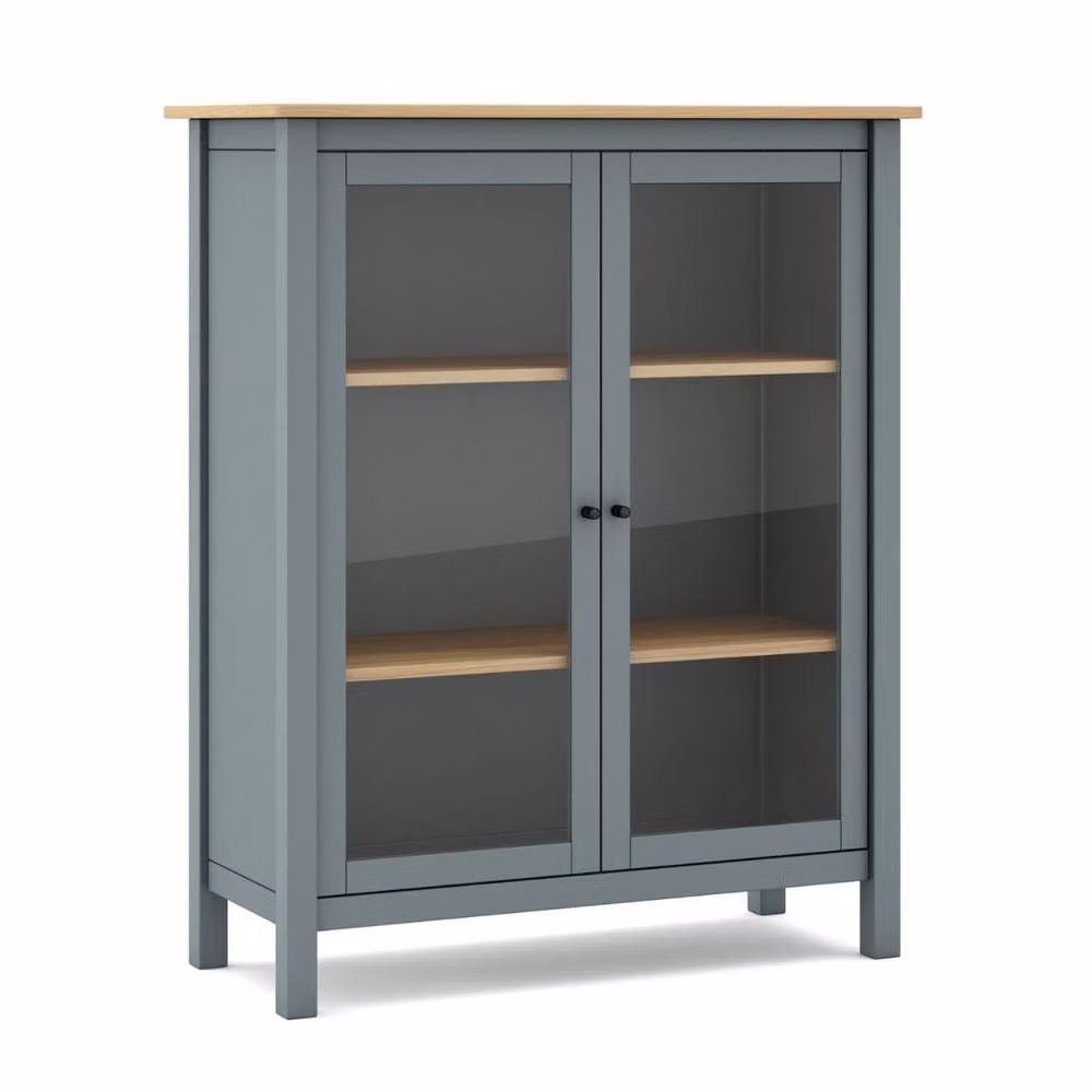 CALICOSY Misti 2-Door Glass Display Cabinet with Internal Shelves, W: 90 cm, H: 110 cm, D: 40 cm – 3