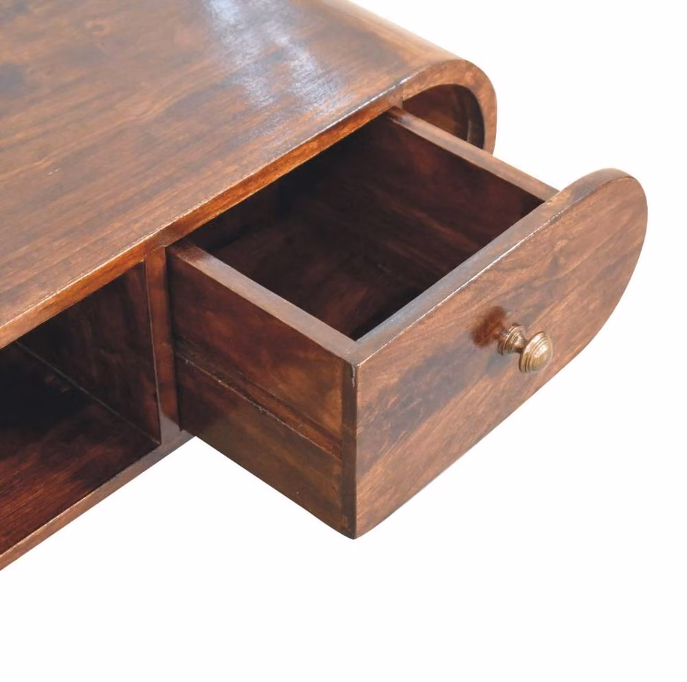 STILVORA Scandinavian Wood TV Unit in Brown with 2 Drawers and Open Slot – 3