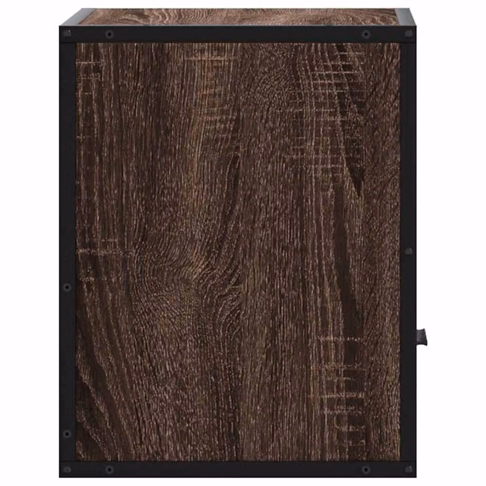 Berkfield Home Wall-mounted Bedside Cabinet, Brown Oak, W: 40 cm, D: 31 cm, H: 39.5 cm – 6