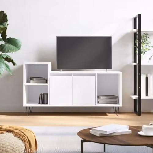 vidaXL Modern High Gloss White TV Cabinet in MDF, W/D/H: 100 x 35 x 55 cm – 2