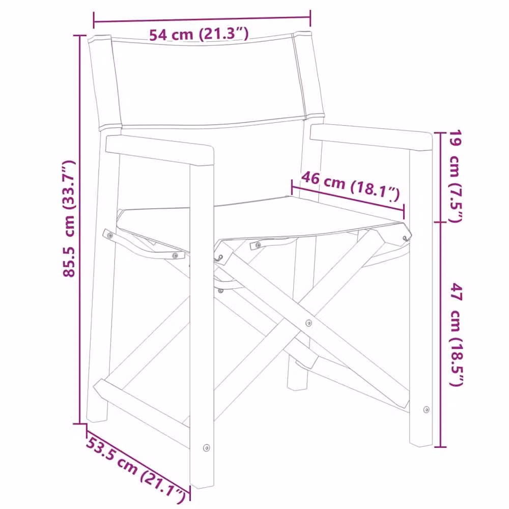 Berkfield Home Set of 2 Folding Acacia Wood Director Chairs in Dark Grey Fabric – 5