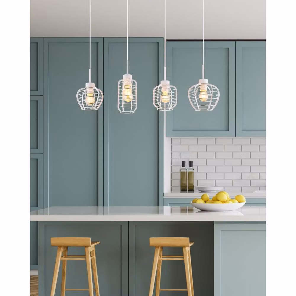 Netlighting Nesa Bar Pendant Ceiling Light in White with 4x E27 Sockets – 2