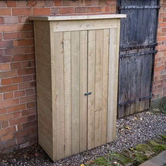 Forest Garden Rustic Brown Pent Wooden Tall Garden Storage Cabinet W/D/H: 100 x 55 x 178 cm