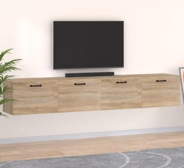 Berkfield Home Set of 2 Modern Wall Cabinets in Sonoma Oak Brown, W/D/H: 100 x 36.5 x 35 cm