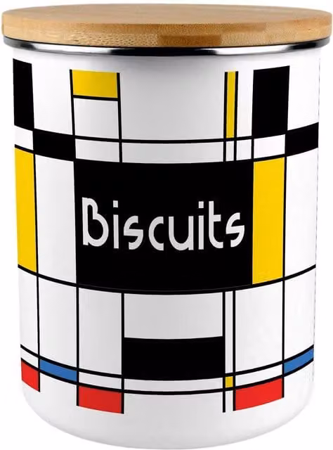 Purely Home Retro Art Deco Extra Large Metal Biscuit Tin in Red and Multicolour