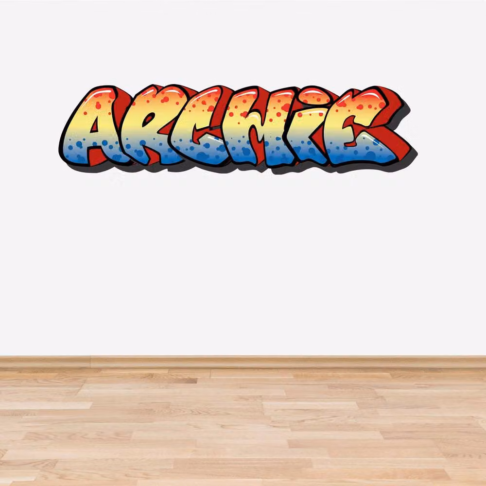 60 SECOND MAKEOVER Personalised Graffiti Name Wall Sticker Decal, Multicolour, Width: 100 cm – 2