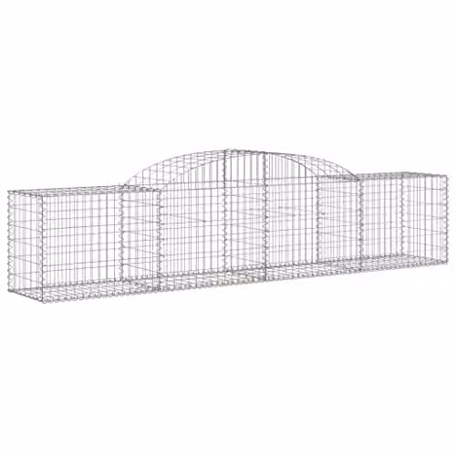 vidaXL Arched Gabion Baskets, 15 Pieces, Silver Galvanised Steel, W: 300 cm, D: 50 cm, H: 60/80 cm – 1