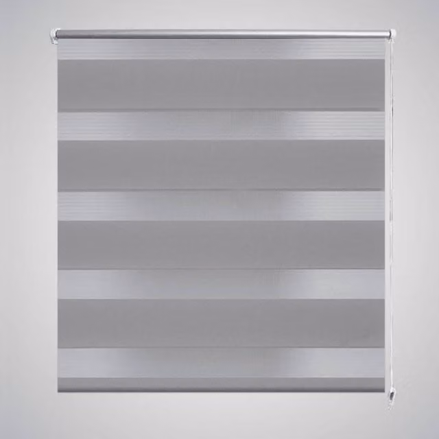 Berkfield Home Zebra Day and Night Blind in Grey and White, W: 90 cm, H: 150 cm