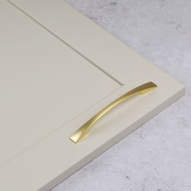 Handle & Home Slim Curved Bow Cabinet Handle in Brushed Brass Zinc, 171mm