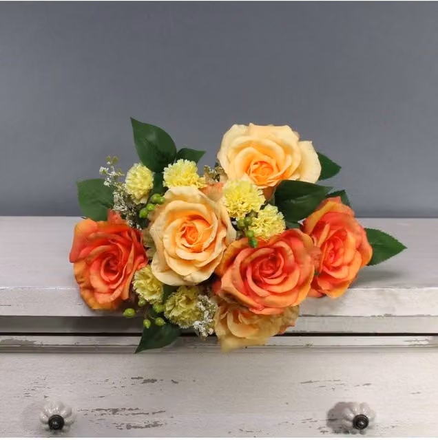 KDMD Tintagel Yellow Artificial Rose Bush Floral Arrangement