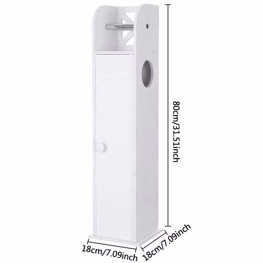 SPETLEK White Wood Free Standing Toilet Paper Roll Holder – 2