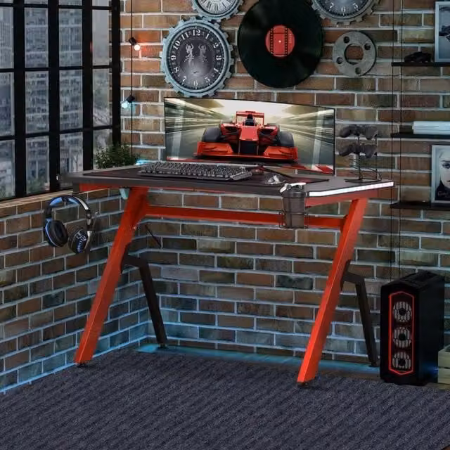Chilli Seating LED Galaxy Gaming Desk in Red and Black