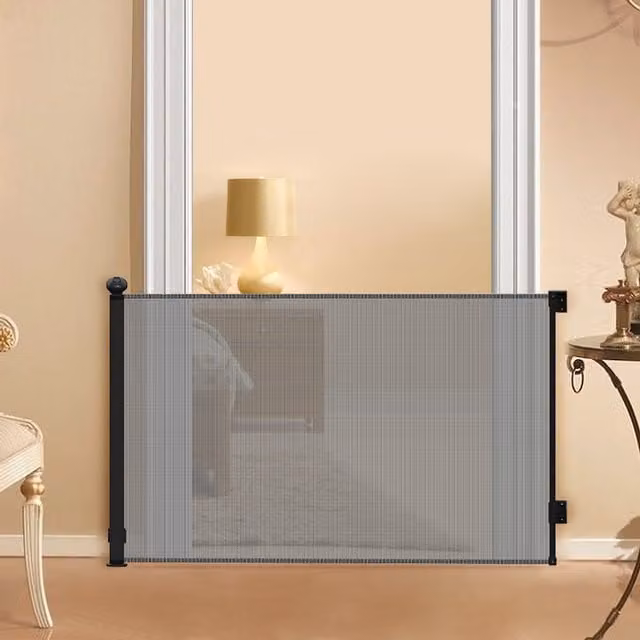 Livingandhome Retractable Safety Mesh Gate for Doors and Stairs, Black