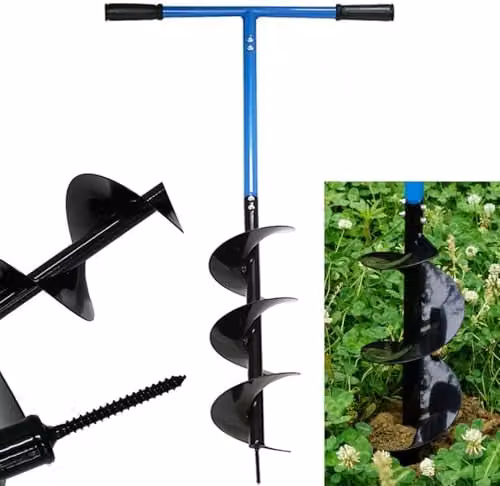 Gr8 Garden Manual Earth Auger Post Hole Digger, 150mm, Blue and Black