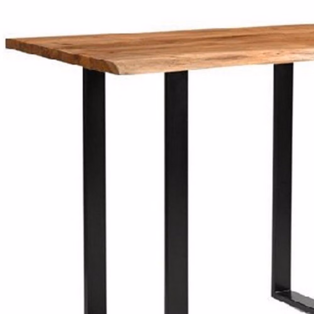 Lemon Pavilion Live Edge Acacia Bar Table in Natural with Black Metal Frame, W: 130 cm, D: 70 cm, H: 100 cm – 2