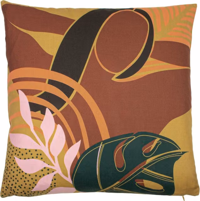 Make It A Home Vida Botanical Floral Square Cushion in Brown and Multicolour