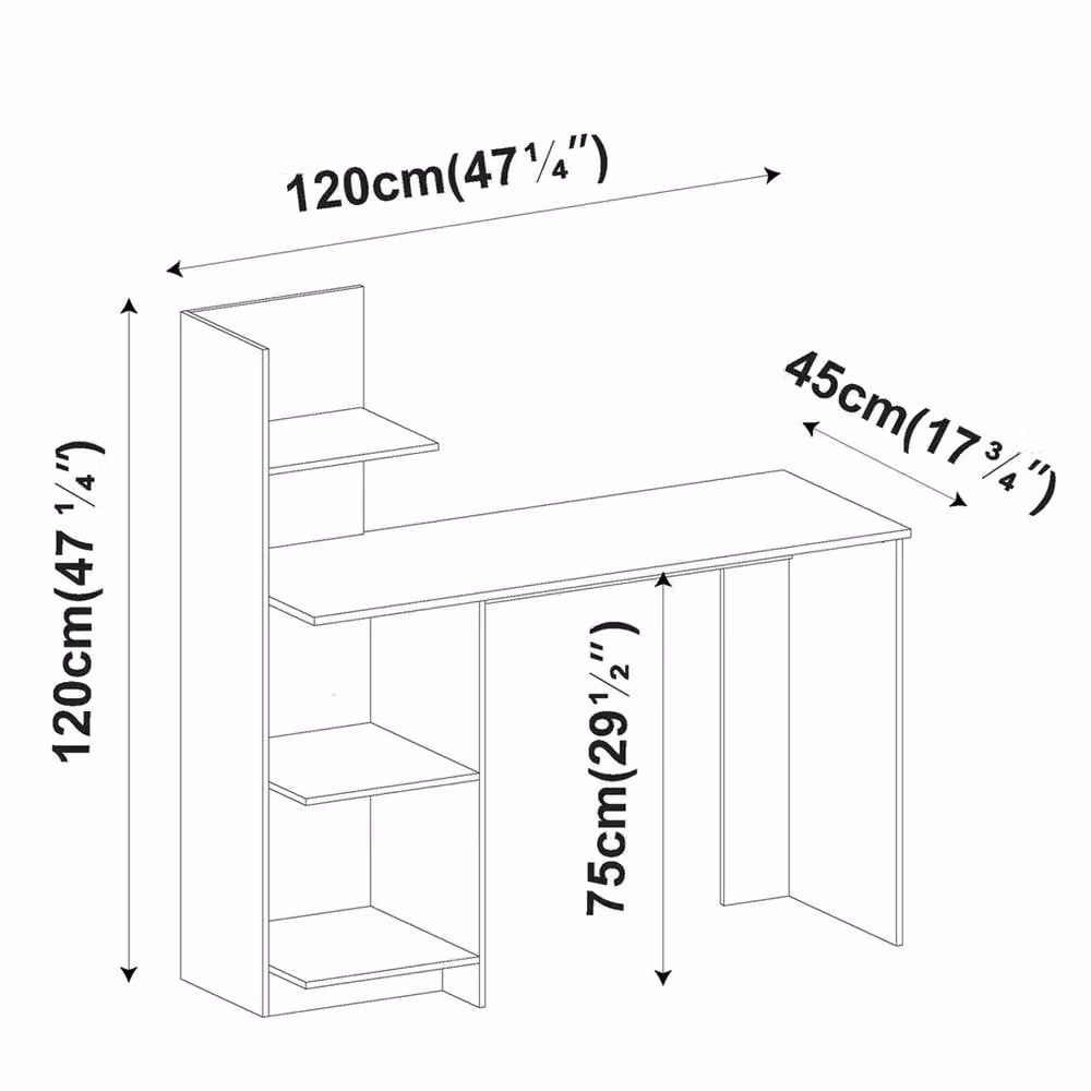 Nordara Brown-Franco 4-Tier Modern Computer Desk for Home Office Study in Brown – 2