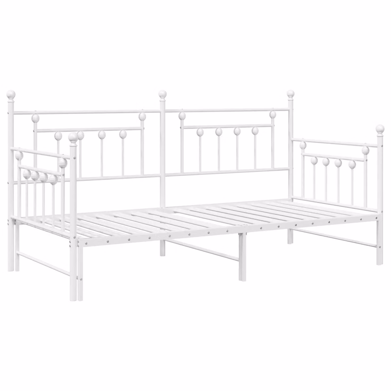 Berkfield Home Modern Metal Daybed Frame with Trundle in White, W/D/H: 90 x 200 cm – 2