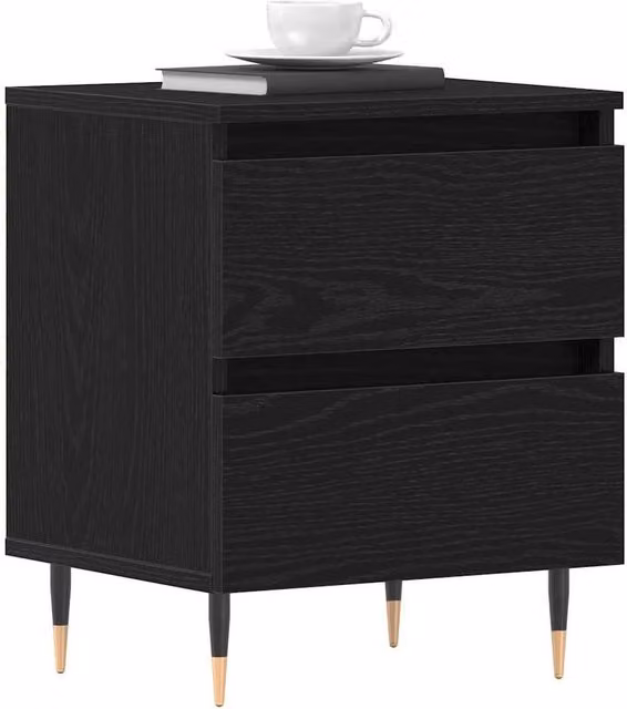 Berkfield Home Modern Black Oak Bedside Cabinet W/D/H: 40 x 35 x 50 cm