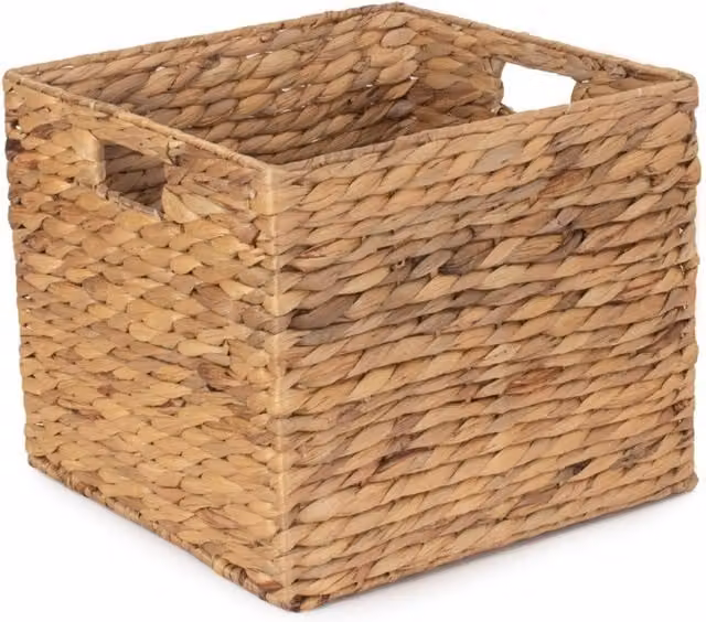 Red Hamper Square Water Hyacinth Storage Basket in Brown, W/D/H: 40 x 40 x 32 cm