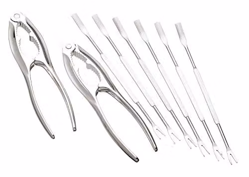 KitchenCraft Seafood Dining Set in Polished Silver Stainless Steel, 8 Pieces