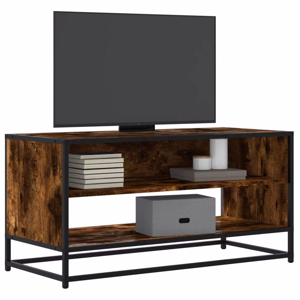 Berkfield Home TV Cabinet in Smoked Oak and Brown, W/D/H: 91 x 40 x 46 cm – 2
