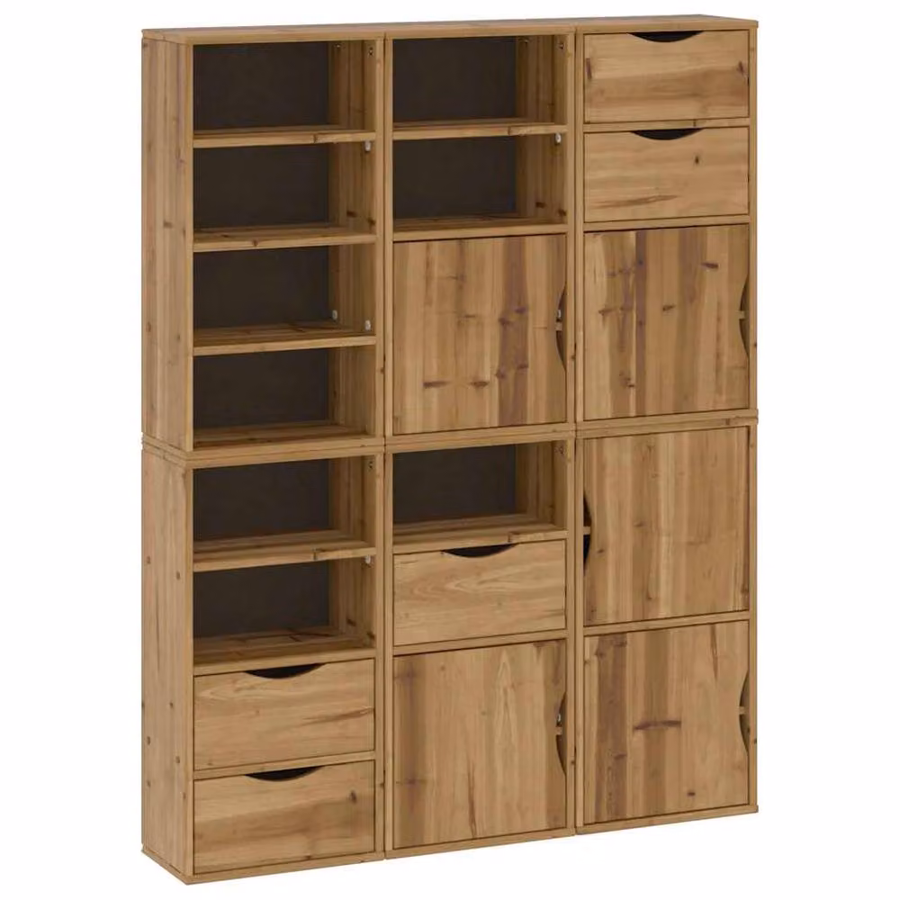 Berkfield Home ODDA Side Cabinets, Set of 6, Brown Solid Wood Pine, W/D/H: 40 x 24 x 79 cm – 2