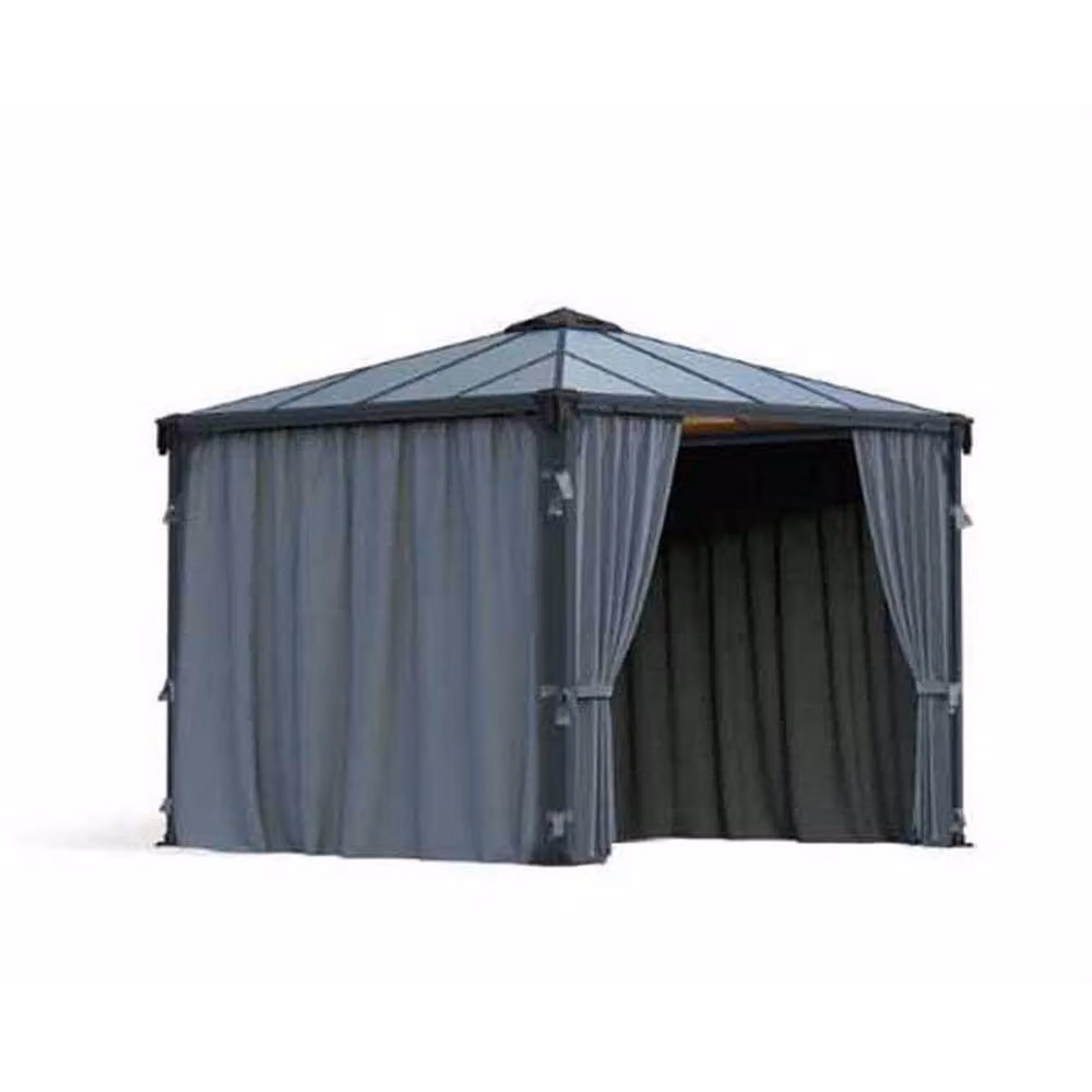 Palram Grey Polyester Curtain Set for Square Gazebos with UV Resistance and Hooks – 2