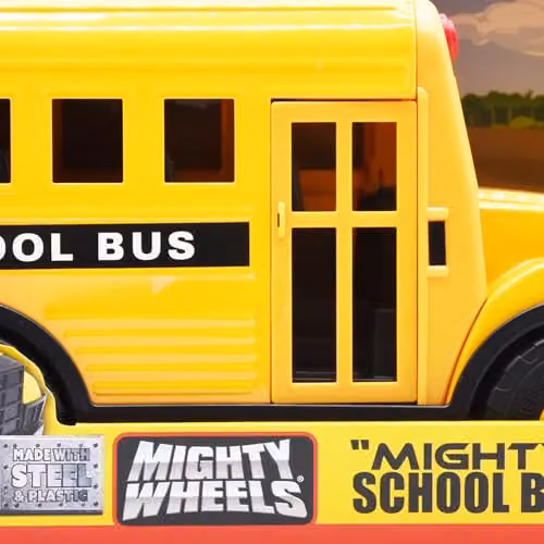 Mighty Wheels Yellow Steel American School Bus Toy with Movable Doors – 4