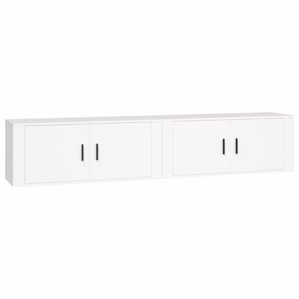 Berkfield Home Classic Wall-mounted TV Cabinets, 2 Piece, White, W: 100 cm, D: 34.5 cm, H: 40 cm – 2