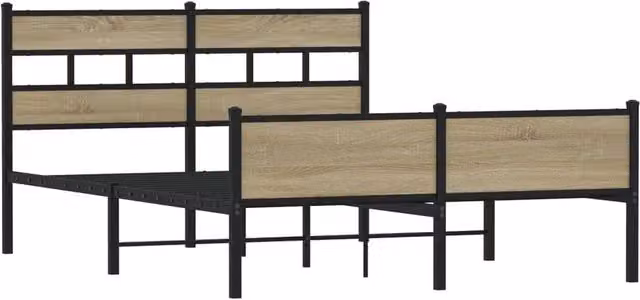 Berkfield Home Elegant Sonoma Oak Bed Frame in Brown, W/D/H: 150 x 200 x 91.5 cm