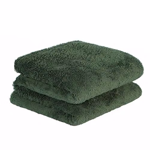 OHS Teddy Fleece Throw Blanket, Green, W/D/H: 125 x 150 cm – 1