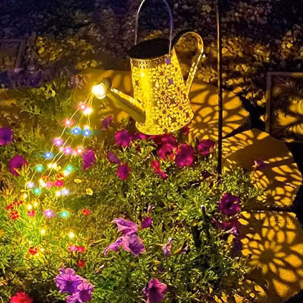 FLAVORA Solar Powered LED Watering Can String Light in Bronze with Multicolour RGB Lights – 3