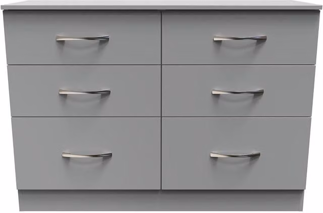 Ready Assembled 2 U Hampshire 6 Drawer Wide Chest in Dark Grey