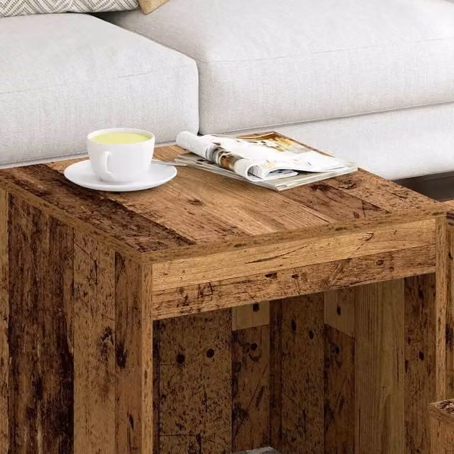 Berkfield Home Nesting Tables, 3 Piece Set in Brown Rustic Engineered Wood