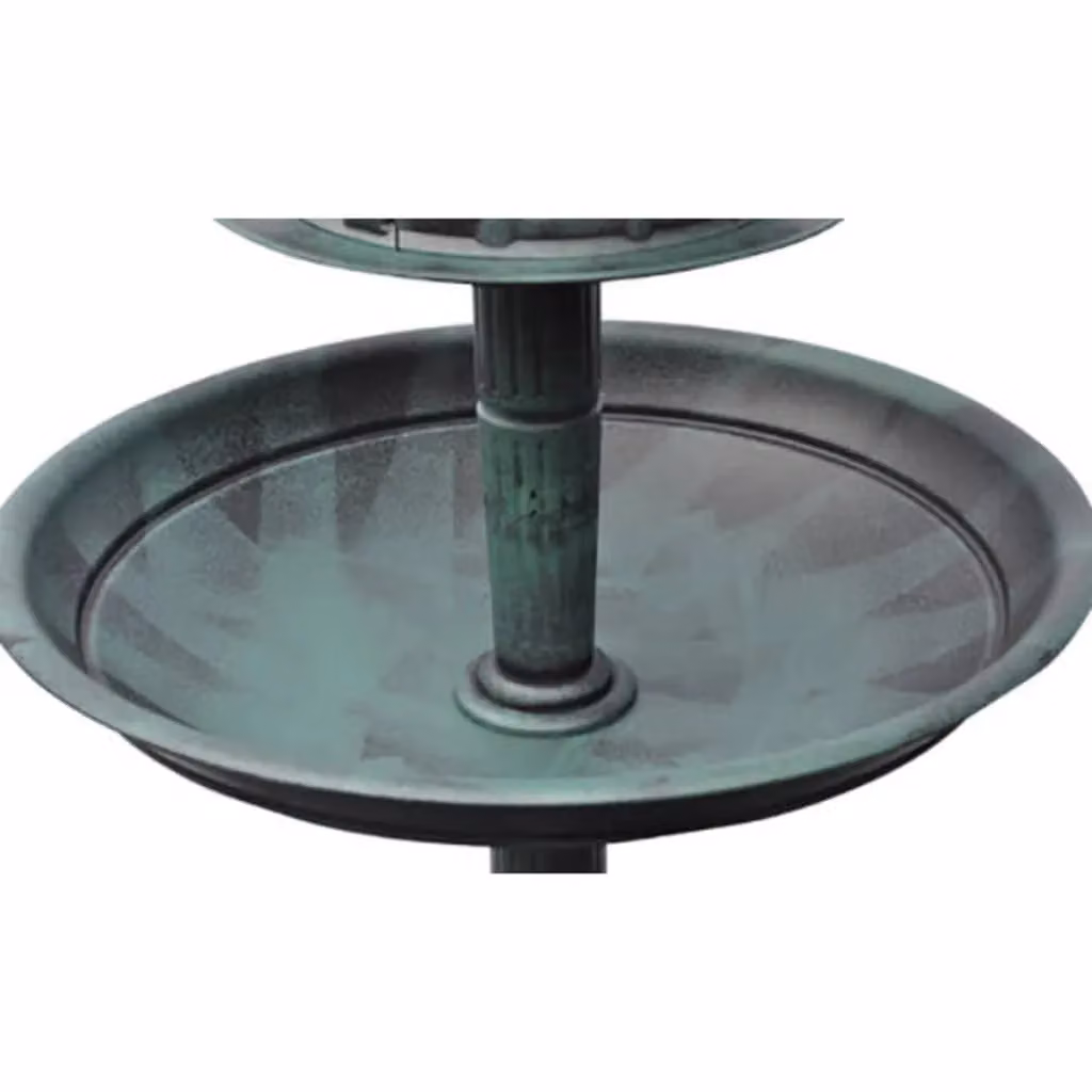 Berkfield Home Round Bird Bath and Feeder with Solar Light in Green – 2