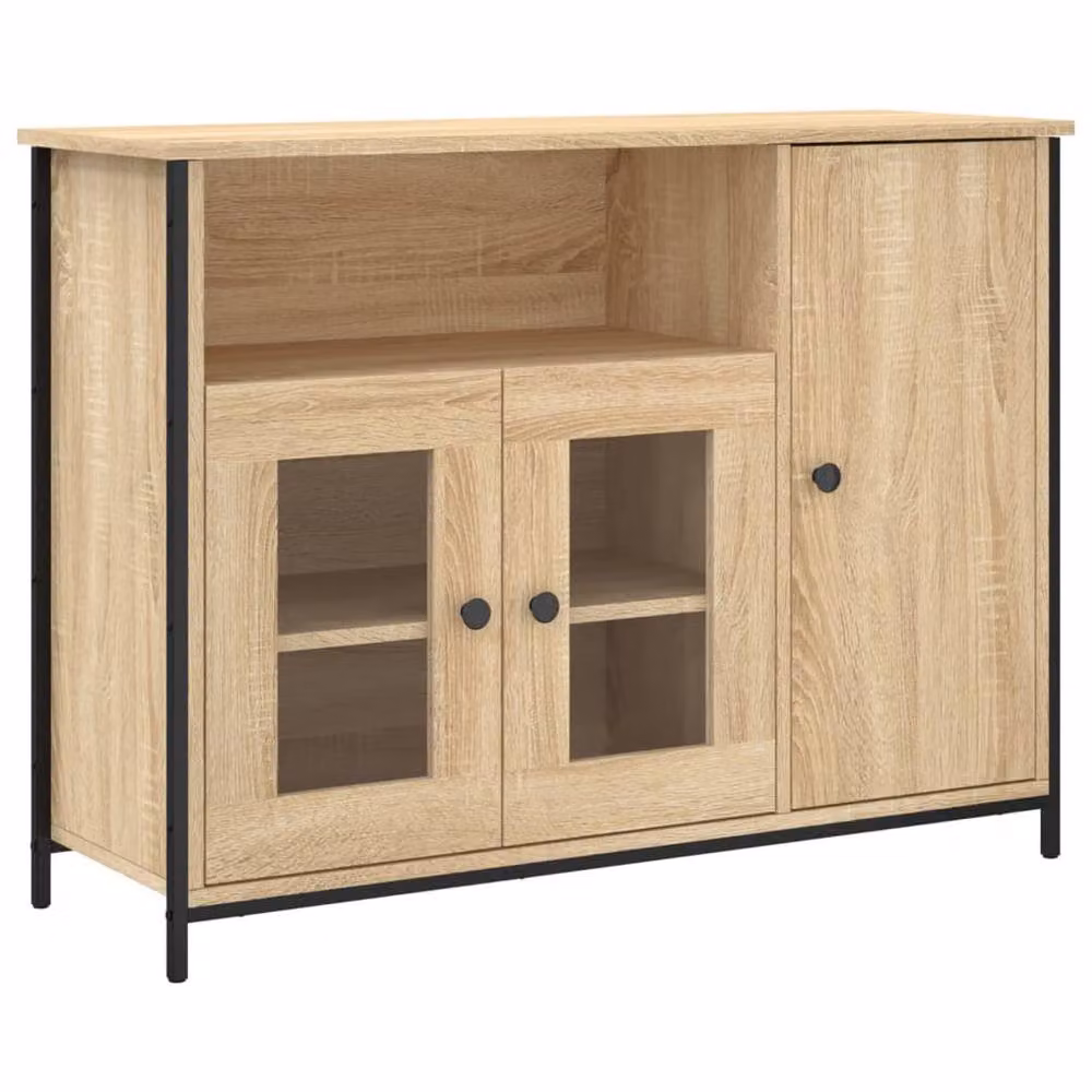 Berkfield Home Sonoma Oak Sideboard in Natural, W/D/H: 100 x 35 x 75 cm – 2