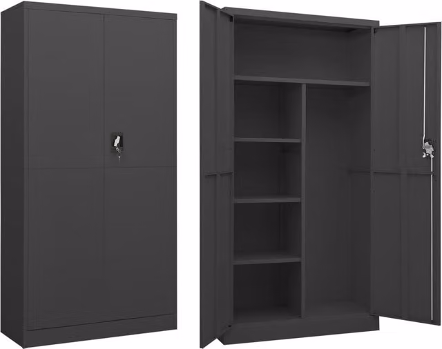 Berkfield Home Anthracite Metal Locker Cabinet with Hinged Doors, W/D/H: 90 x 40 x 180 cm – 1