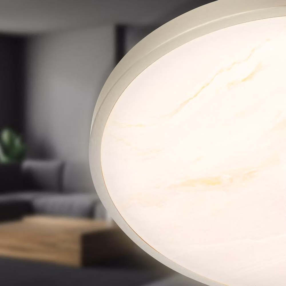 Briloner LED Ceiling Light in Metallic Silver with Alabaster Glass Cover, 17.5W – 3