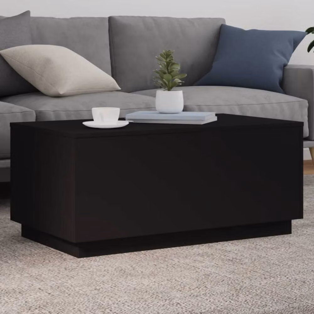 Berkfield Home Modern Black Coffee Table with LED Lights, W/D/H: 90 x 50 x 40 cm – 2